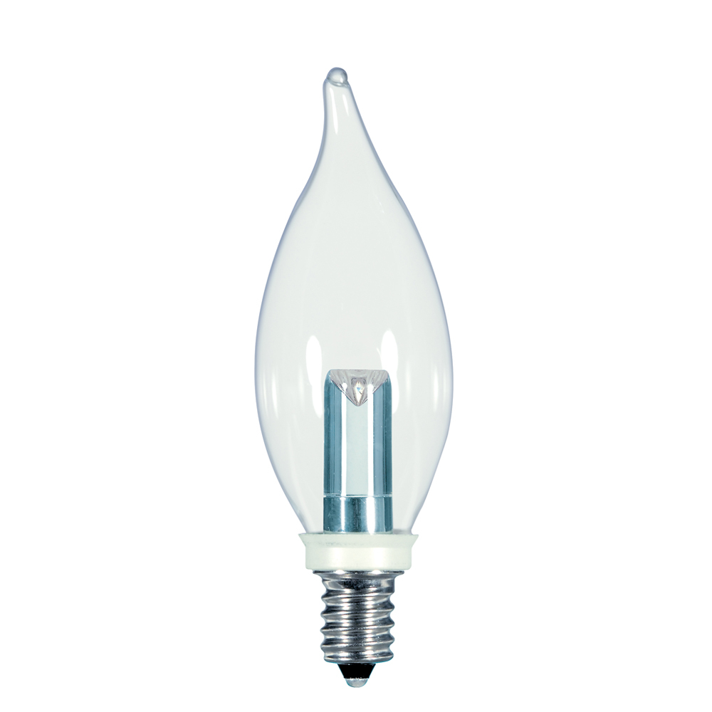 Candle LED Light, Designation: 1W LED Decoerative Turn Tip Bulb - Candelabra Base - Clear - 2700K - 120V