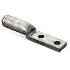 Tin-Plated Aluminum Two-Hole NEMA Lugs - straight lug, #8 Stranded, #6 Solid.  Installing dies TU, 52, BG, 243, 5/8, CSA22.  Length 5-1/8 inch.  Pad  7/8 inch wide x 3-1/16 inch long x 7/32 inch thick.  (2) 9/16 inch diameter holes on 1-3/4 inch center.  Barrel 1-15/32 inch.  Oxide Inhibitor.  Green Cap.    Dual Rated for Aluminum and Copper Conductors