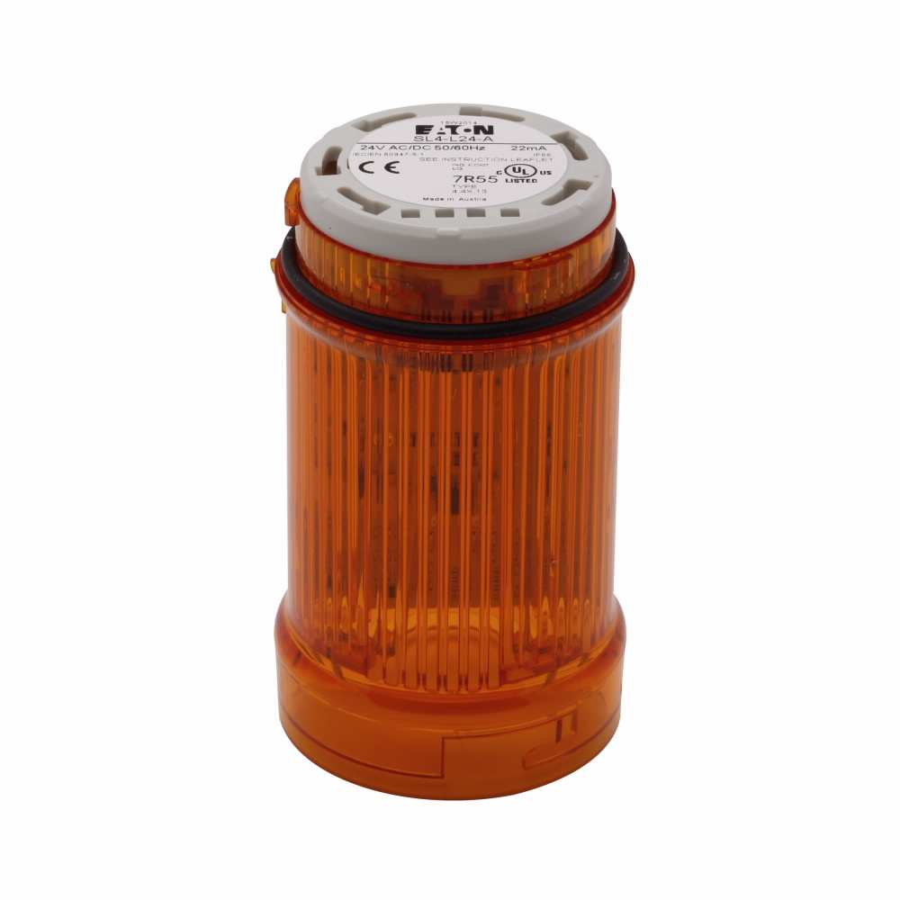 Eaton Light Module, SL4, 40 mm, Continuous LED, 24 Vac/Vdc, Amber, (1), UL type 4, 4X, 13 , IP66