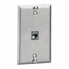 Copper Products, Wallphone Plate,Cat5E, 1-Gang, 1-Port, Flush, Stainless Steel