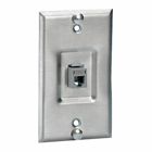 Copper Products, Wallphone Plate,Cat5E, 1-Gang, 1-Port, Recessed, Stainless Steel