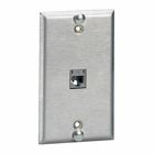 Copper Products, Wallphone Plate, Cat6,1-Gang, 1-Port, Flush, Stainless Steel