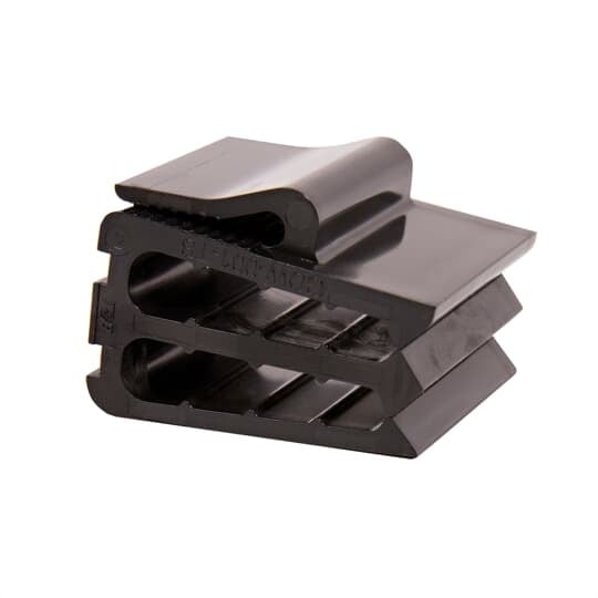 Cable Edge Solar Clip W-Style for Extra Capacity Management of Cable Parallel to the Frame, Black Acetal Copolymer for Outdoor Application, Operating Temperature -65 to 90 Degrees Celsius (-85 to 194 F), Maximum Cable Diameter 7.87mm (0.31 Inch), Cable Capacity to to Eight (8) #10 AWG Solar PV Control Cables