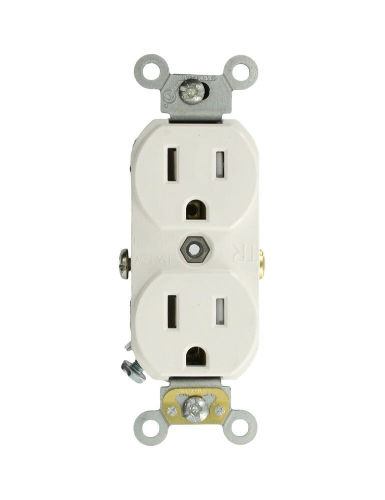 15A-125V 2-Pole 3-Wire Tamper Resistant Duplex Receptacle Side Wired Self Grounding Commercial Grade - White