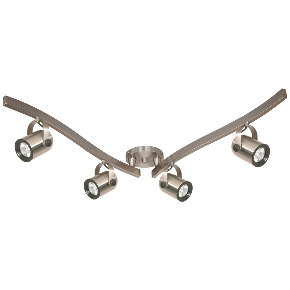 4 Light - MR16 Halogen Swivel Track Kit - Brushed Nickel