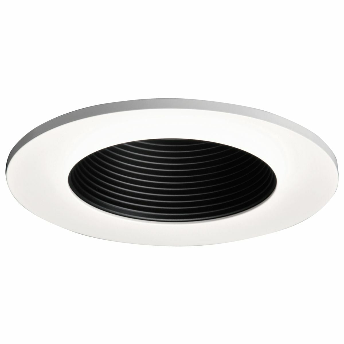 4" LED Trim, Frost Dome Polymer Lens, Black Baffle, Matte White Ring, Shower Rated
