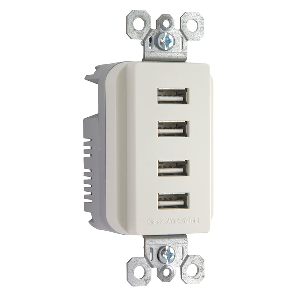 USB Quad Charger  - Light Almond