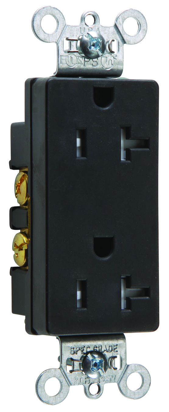 TR DECO RECEP 20A 125V SIDE WIRE BK