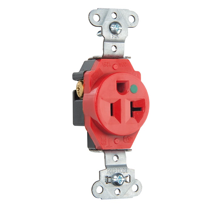 HG REC SGL TR B&S WRE 20A/125V RED