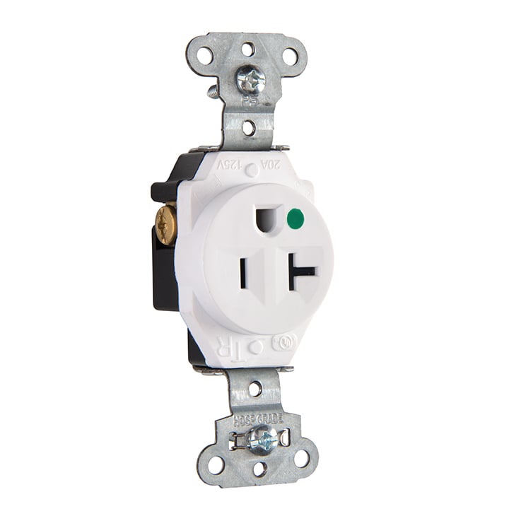 HG REC SGL TR B&S WRE 20A/125V WH