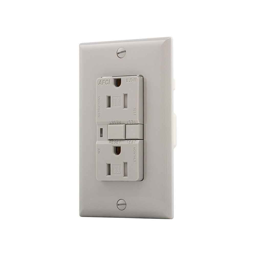 Eaton AFCI receptacle, Visual trip indicator light, 15A, 125V, Ba ...