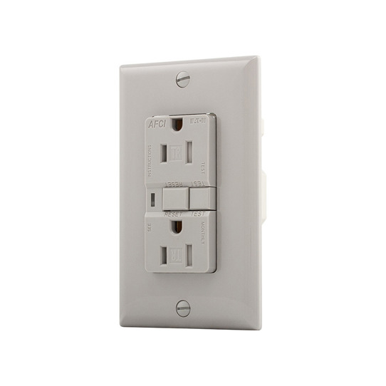 Eaton AFCI receptacle, Visual trip indicator light, 15A, 125V, Ba ...