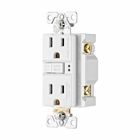 Eaton ground fault circuit interrupter receptacle, 15A, 125V, Back wire and side wire, GFCI, White, Brass, Receptacle, Tamper resistant, PVC, 5-15R, Two-pole, three-wire, grounding