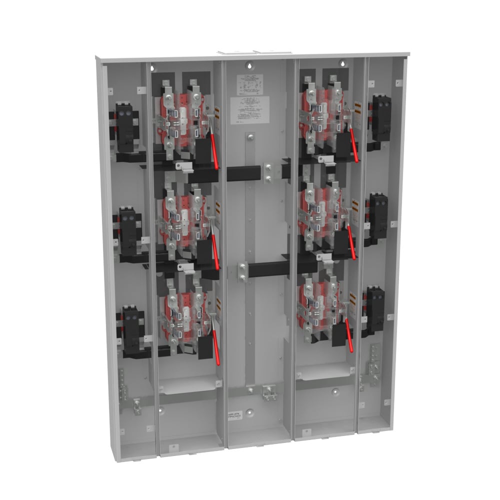 U4376-XT-5T9-AMS 5 Term, Ringless, 2 Large Closing Plate, Lever Bypass, 6 Position, 6-200 Amp, Main Breaker Provision, 5th Term 9 Oclock Position, Ameren