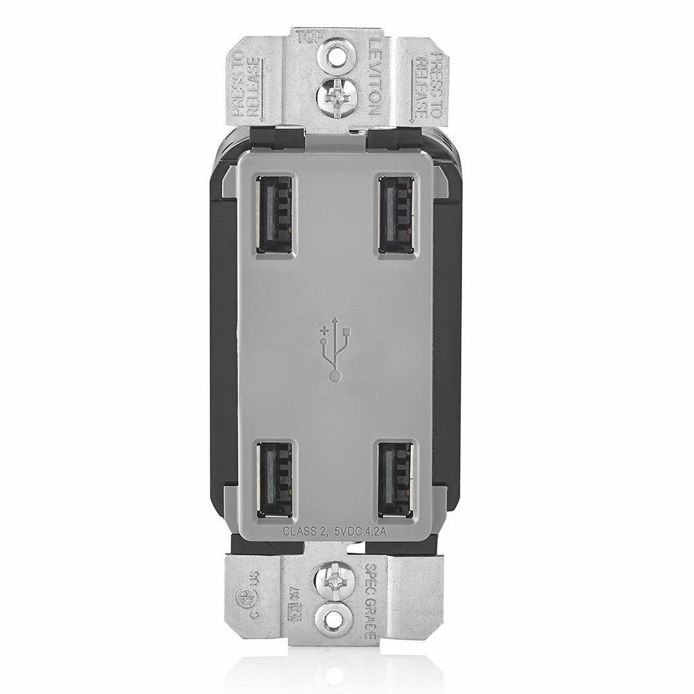 4.2A 4-port USB Charger Decora Style. - Gray