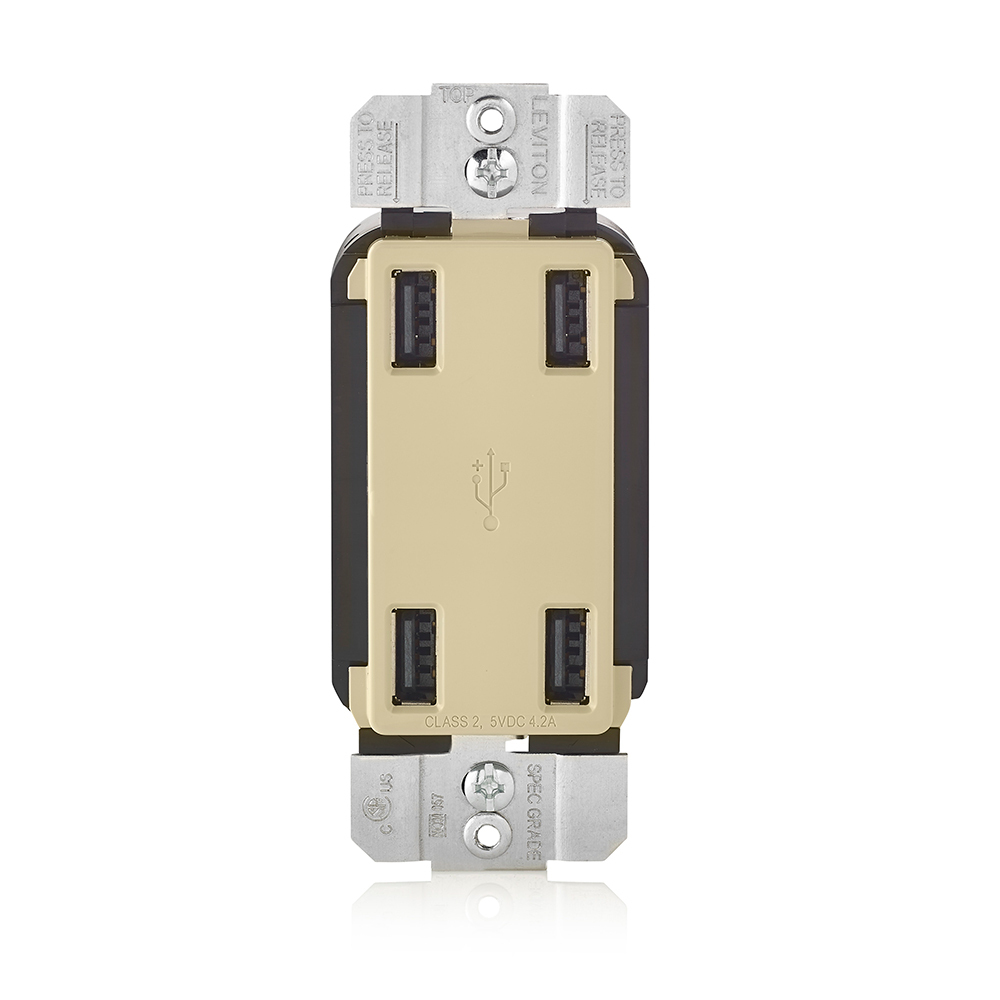 4.2A 4-port USB Charger Decora Style. - Ivory