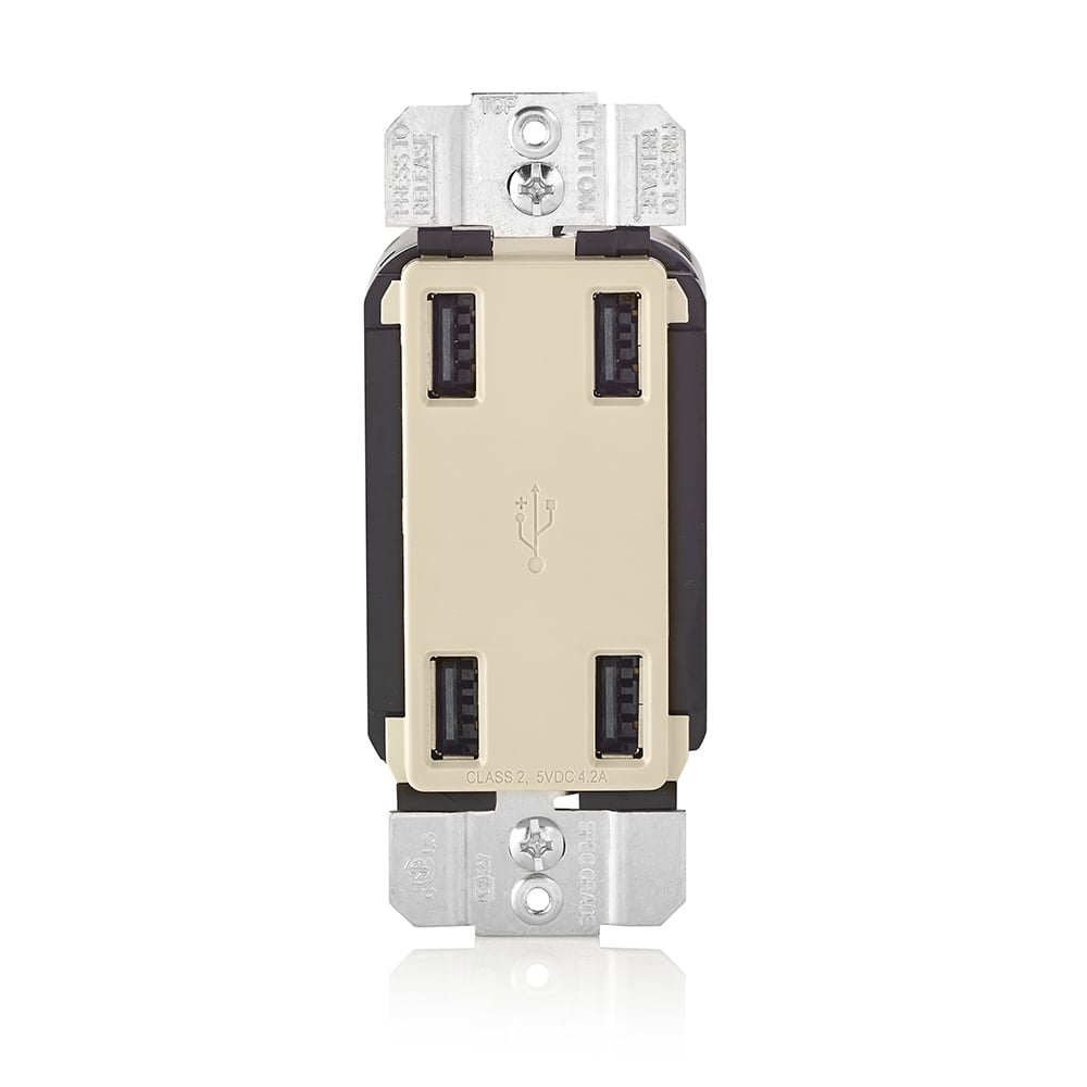 4.2A 4-port USB Charger Decora Style. - Light Almond