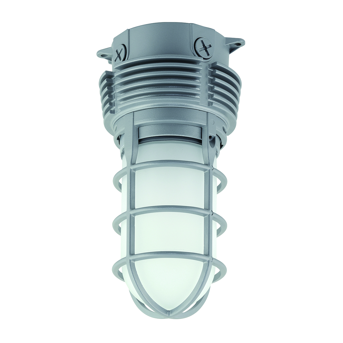 VBGL - VWGL Wet Location LED Vaportites, Lamp Type: LED, Lens Type: Frosted glass lens, Light Output: 757 lm, Wattage: 11 W, Voltage Rating: 120-277 V, Color Temperature: 4100 K, 80 CRI, Color: Gray.