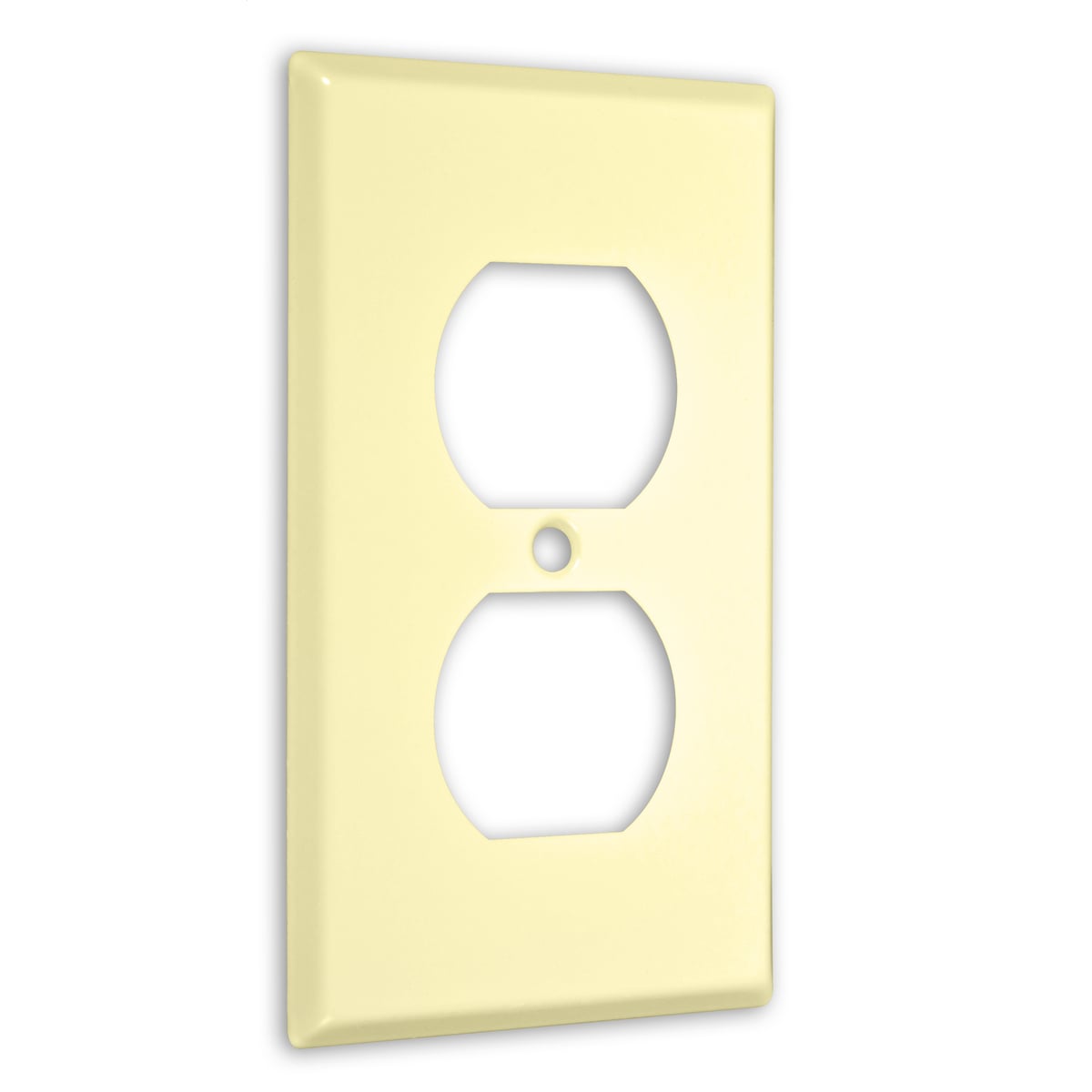 1-Gang Metal Wallplate, Standard, Duplex, Ivory Smooth