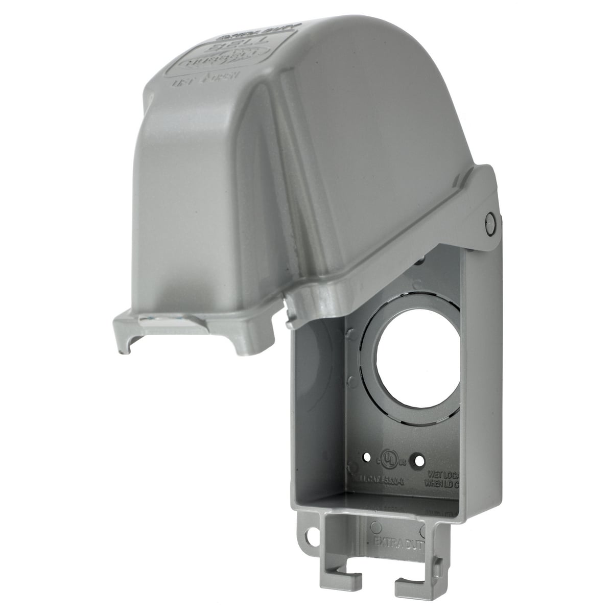 Wallplates and Covers, Weatherproof Cover, 1-Gang, 1) 1.55" or 2.10" Opening, Cast Aluminum