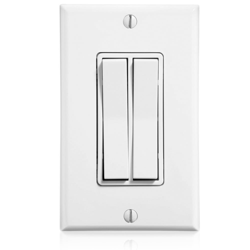 LevNet RF 902MHz Self-Powered Wireless Remote Switches. 1-Gang Dual Rocker Decora Switch - White