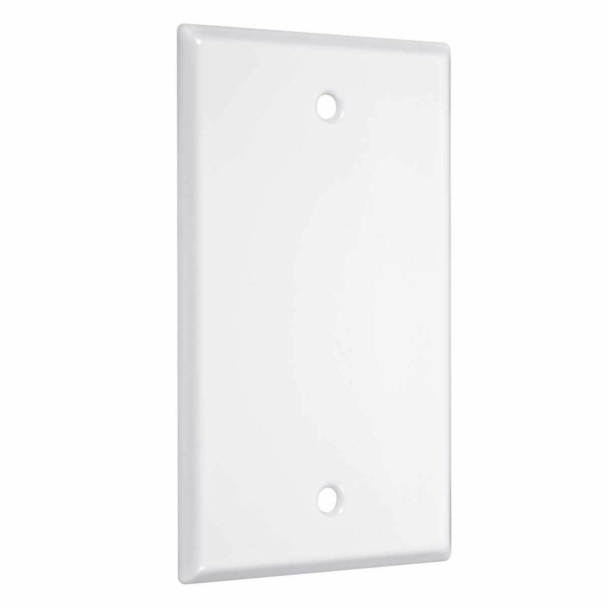 1-Gang Metal Wallplate, Standard, Blank, White Smooth