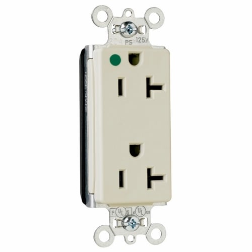 PlugTail Decorator Hospital Grade Duplex Receptacle 20amp 125volt Ivory
