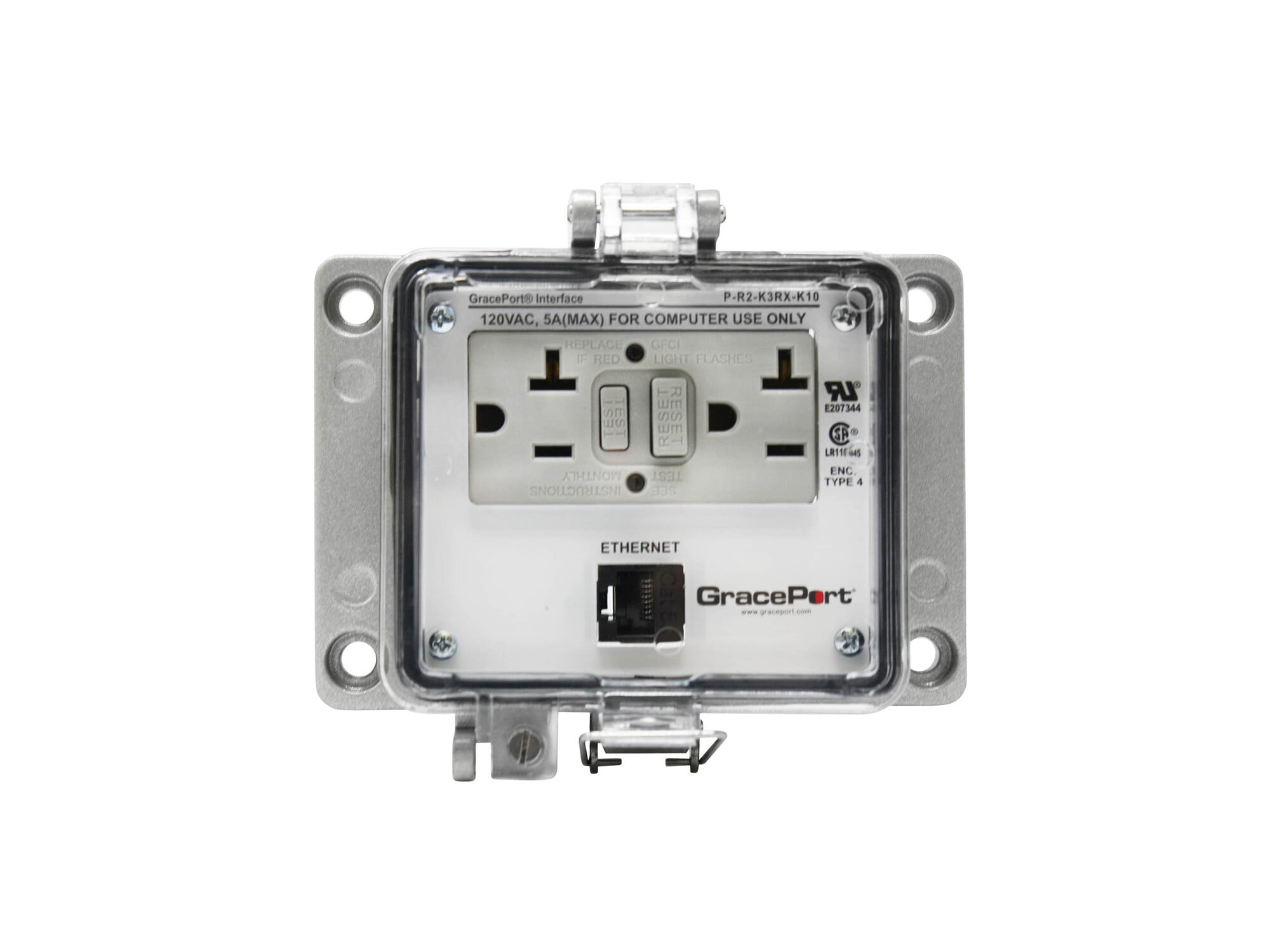 PANEL INTERFACE CONNECTOR WITH RJ45, PMH, UL TYPE 4, GFCI 10K OUTLET, NO CB
