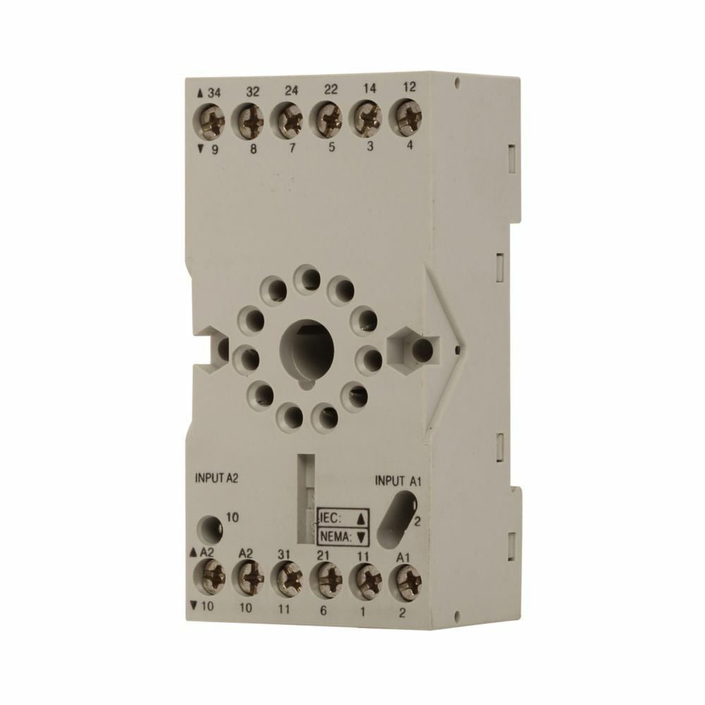 D3 Series Socket, Used with D3PR3, D3PF3, and D3PR5 Relays, Module size A, 300V nominal voltage, 12A nominal current, DIN rail/panel mount, Elevator wire connection, QTY: 10, IP20 enclosure