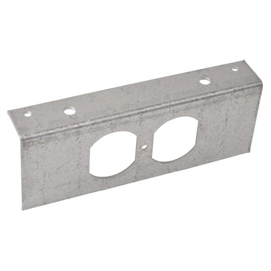 Device Plate, Galvanized Steel, Duplex Receptacle, For use with Four Gang Recessed Service Floor Box, 126 Cubic Inches for Device Access and 40 Cubic Inches for Device Compartments, Length 5-3/4 Inches, Width 2-3/4 Inches, Depth 2-1/2 Inches, 3/4 Inch and 1-1/4 Inch Knockouts, Galvanized Steel, Delivers Power, Communications and Data from Standard Conduit with No Exposed Service Fittings