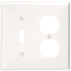 2-Gang 1-Toggle 1-Duplex Device Combination Wallplate, Standard Size, Thermoplastic Nylon, Device Mount, White