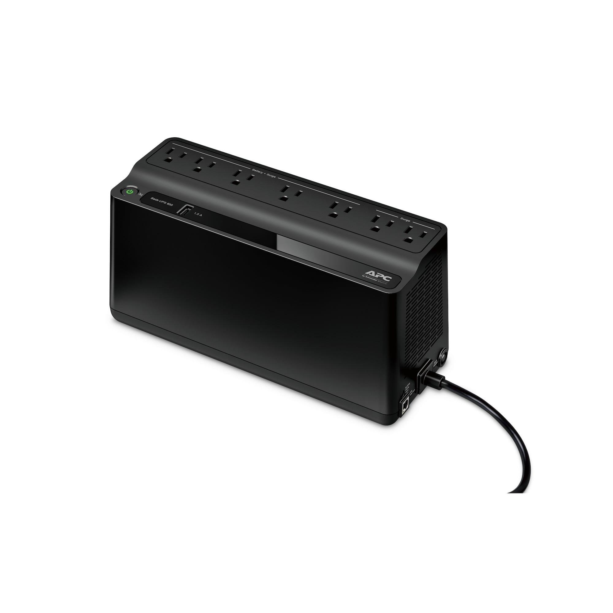 APC Back-UPS 600VA, 120V, 1 USB charging port, 7 NEMA outlets (2 surge)