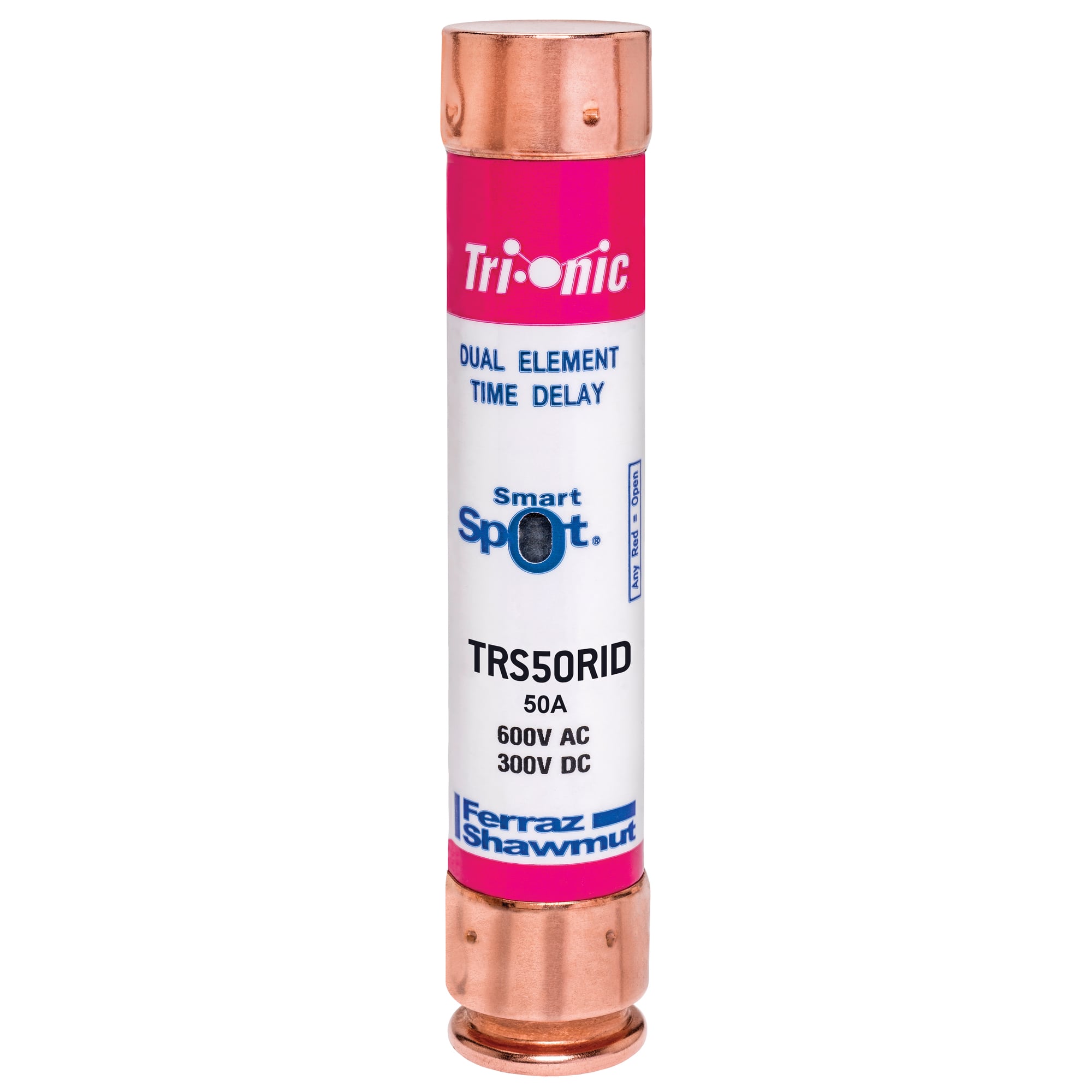 Fuse TRS-R - Class RK5 - Time-Delay 600VAC 300VDC 50A Ferrule SmartSpot