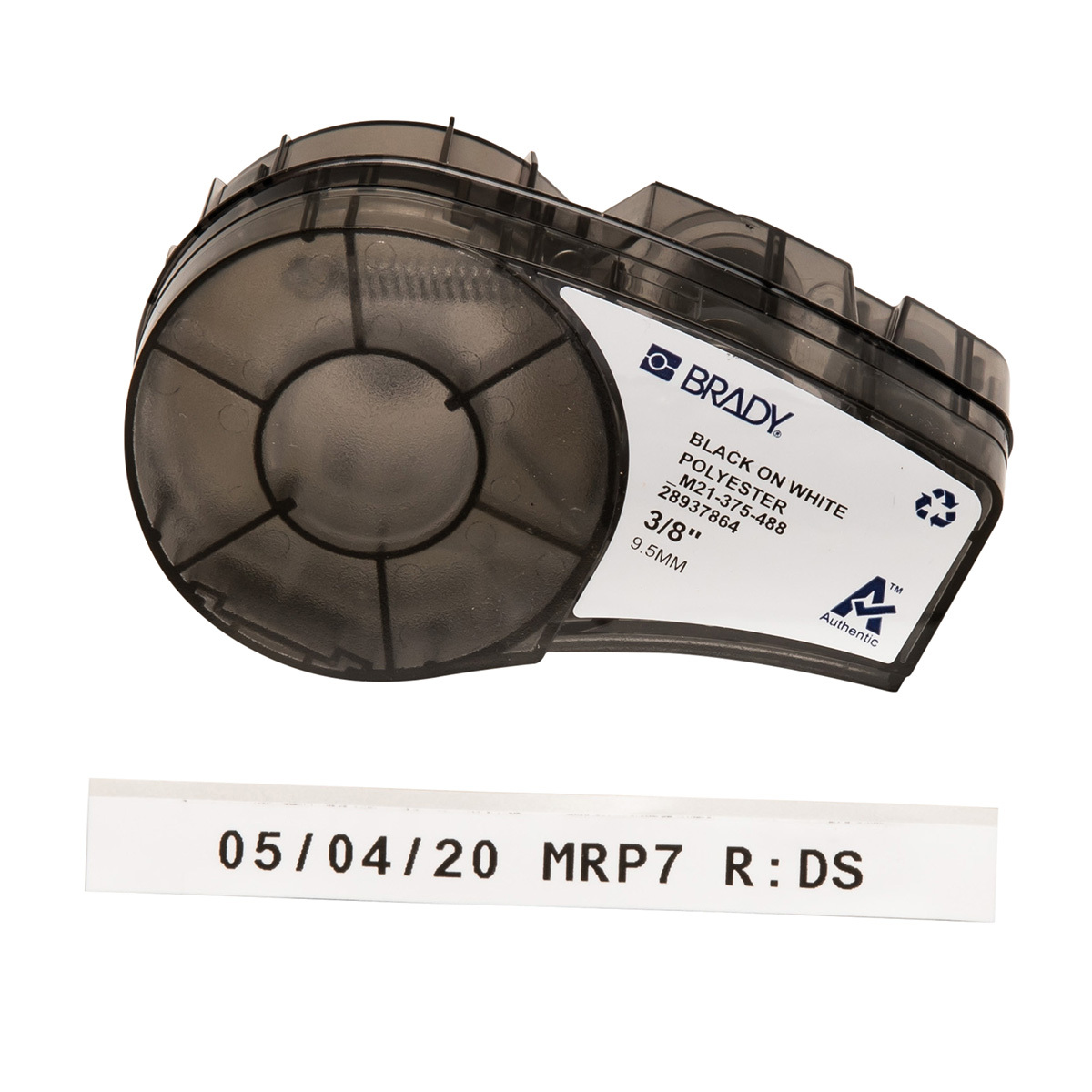 Label Polyester 0.375in x 21ft BK/WT