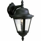 Add a touch of rustic appeal and classic styling with beaded detailing in the Westport collection. Clear seeded glass compliments the durable powder coat finish in die-cast aluminum frames. One-light medium wall lantern. Textured Black finish.
