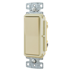 TradeSelect, Switches and Lighting Controls, Decorator Switch, Residential Grade, Rocker Switch, General Purpose AC, Three Way, 15A 120/277V AC, Push Bac kand Side Wired, Ivory