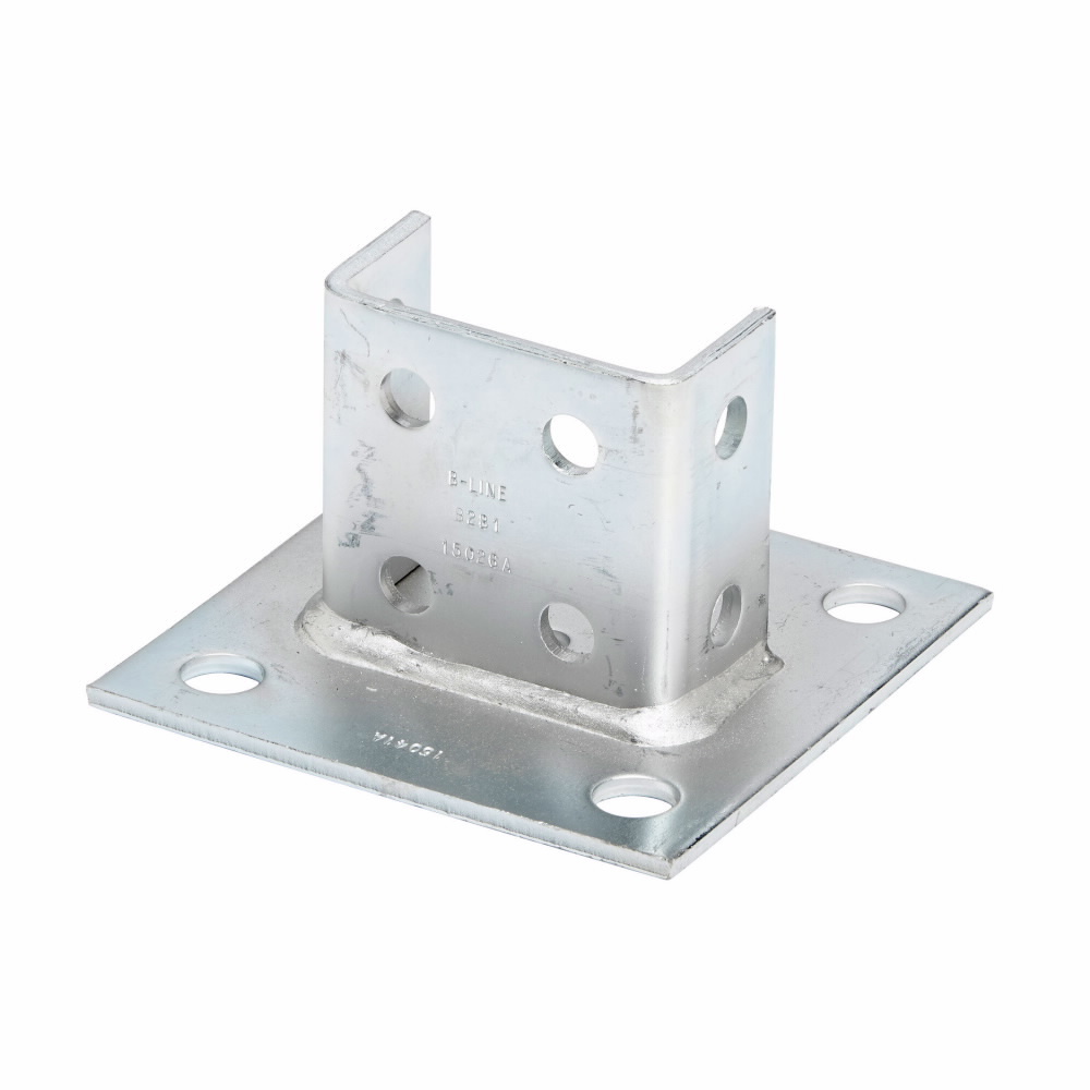 Eaton B-Line series post base, 3.5" H x 6" L x 6" W, Steel, Hot-dipped galvanized, Post base for B22A, B, C