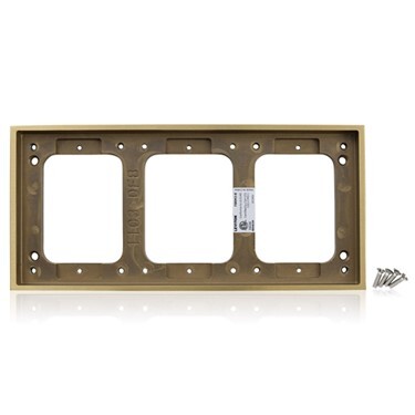 FBRM3-B Rectangle Concrete Floor Box Tile, Brass, 3 Gangs, 4.3 in W x 9.3 in L x 0.66 in THK