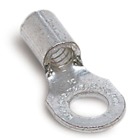 Non-Insulated Ring Terminal, Length .96 Inches, Width .54 Inches, Bolt Hole 3/8 Inch, Wire Range #18-#14 AWG, Copper, Tin Plated