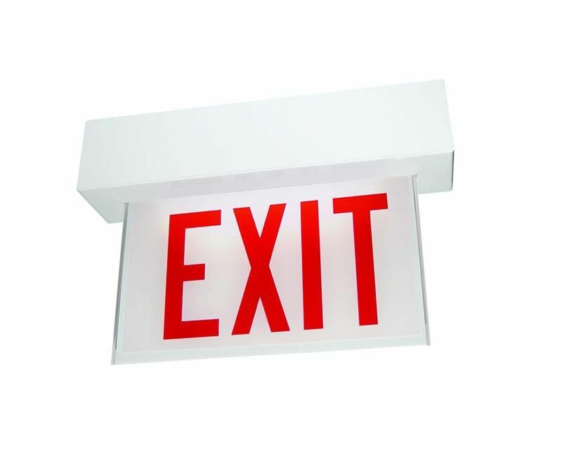 Attractive with even illumination Excellent uniform letter illumination;Multiple mounting options means flexibility for different needs;Aesthetically appealing and designed for architectural excellence Chloride Edge-Glo LED Edge-Lit Exit Sign Attractive chamfered acrylic panel with floating letters. Bottom edge of panels reflectorized to facilitate even illumination. Red on white signs with Chicago code arrows;Injection bolded clear acrylic panels with chamfered edges;Bottom edge is refelctorized to facilitate uniform illumination Exit and Emergency
