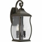 Enjoy the simple elegance of traditional styling in this two-light wall lantern. Township's clear beveled glass and Oil Rubbed Bronze finish contains notes of New England-inspired style for this new outdoor lantern collection.