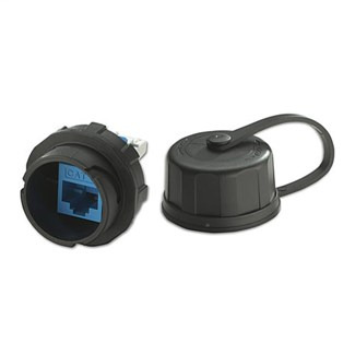 DuraPort CAT 6 Industrial Connector Housing with Connector Cap. eXtreme 6+ Black Connector Included.