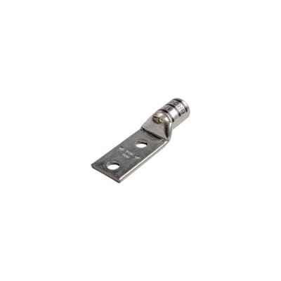Copper Two-Hole Lug, Standard Barrel, Peep Hole, Max 35kV, Wire Size 500 kcmil, 1/2 Inch Bolt Size, 1-3/4 Inch Hole Spacing, Tin Plated, Die Code 87, Die Color Code Brown