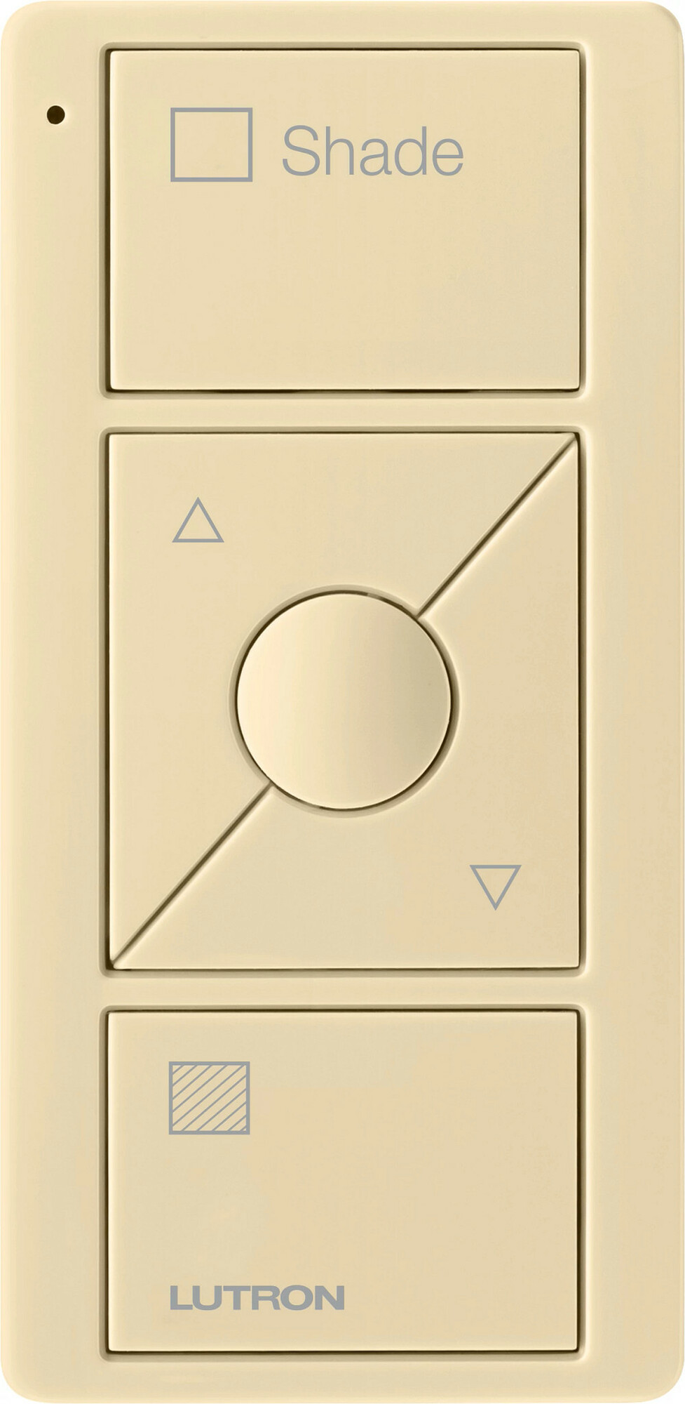 Lutron 3-Button with Raise/Lower and Preset, Pico Smart Remote, with Shade Icons and Text ("Shade") - Ivory
