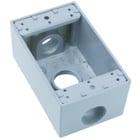 Weatherproof 1 Gang Box, 3 Hole 3/4, 18.5 Cu. In.,Gray (1 Hole Each End, 1 Hole in Back)