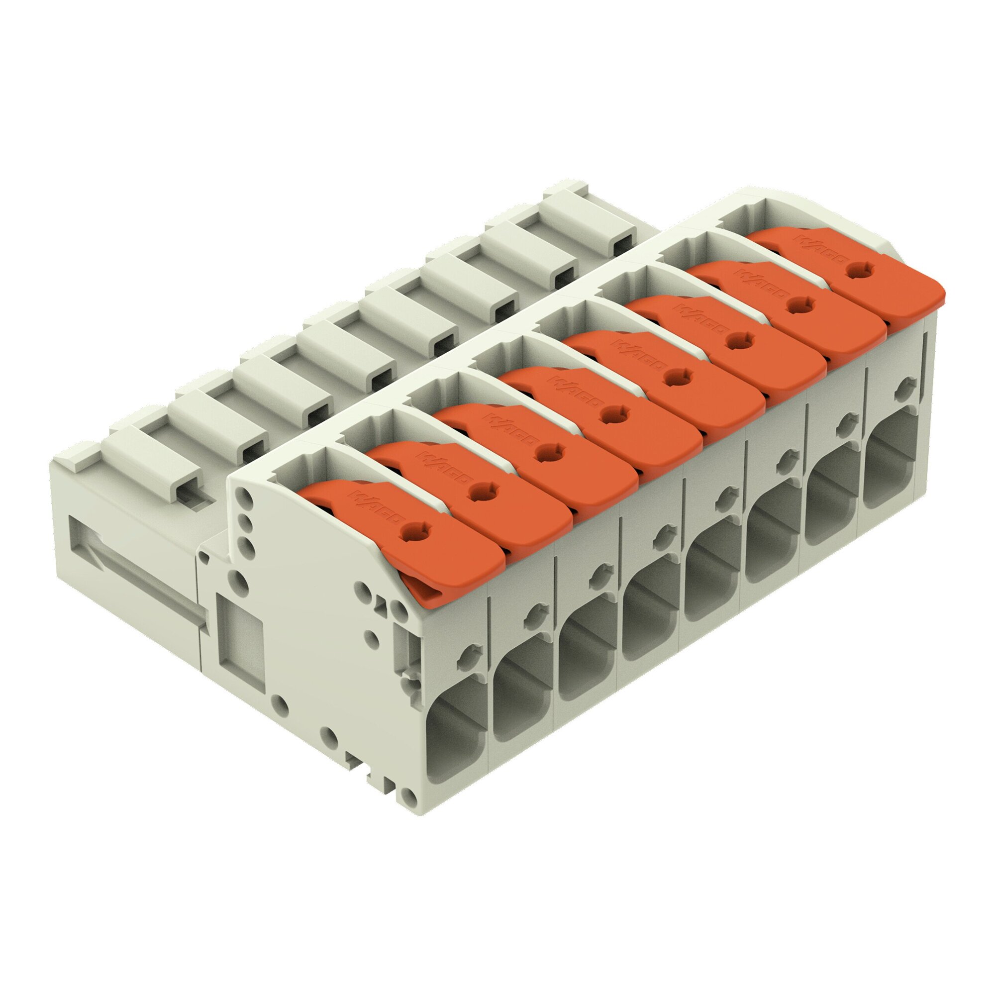 1-conductor male connector; lever; Push-in CAGE CLAMP; 10 mm; Pin spacing 7.62 mm; 8-pole; 100% protected against mismating; 10,00 mm; light gray
