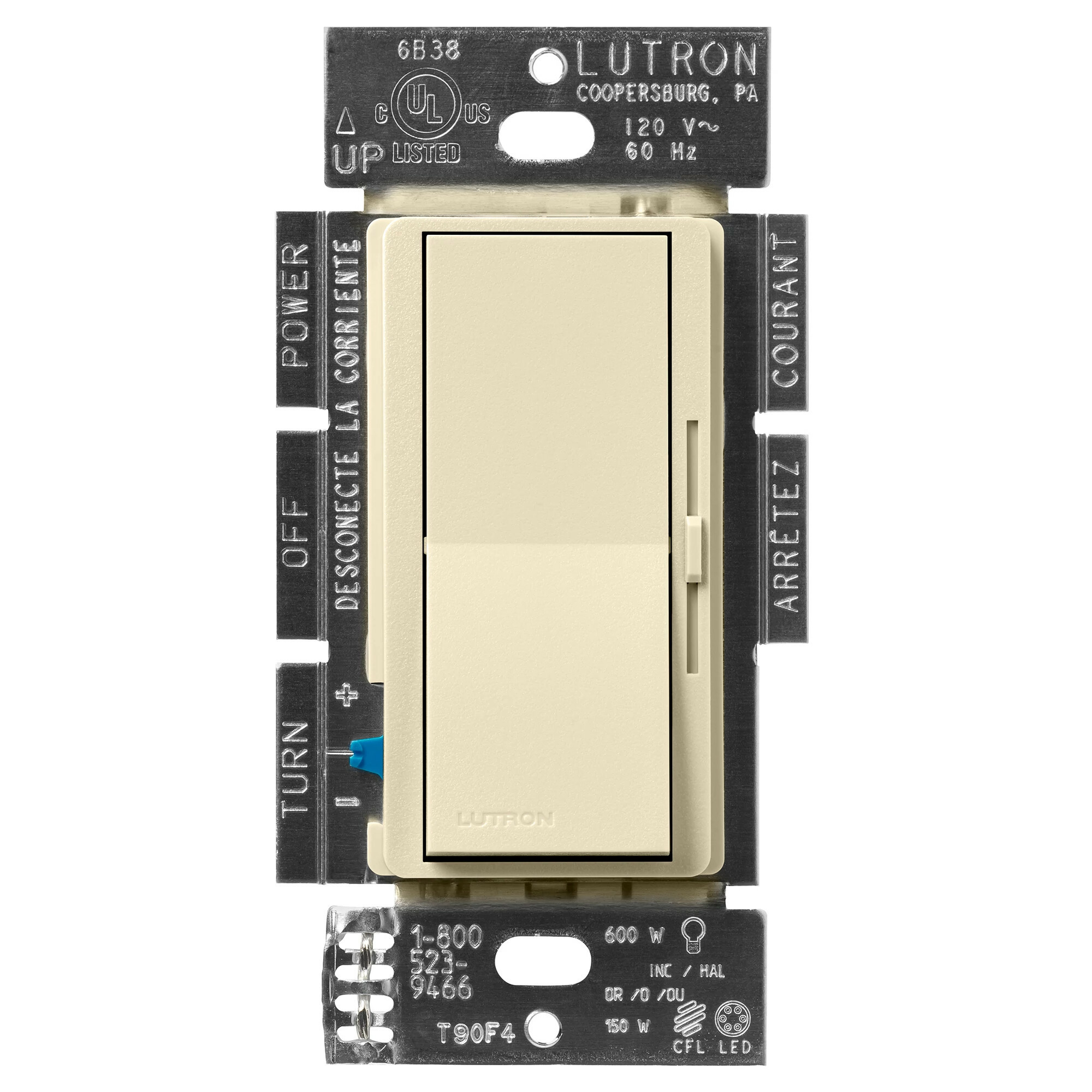 Diva LED+ Dimmer - Satin Finish, LED, Incandescent/Halogen, 3-way/single-pole, 150W LED or 600W inc/hal, sand