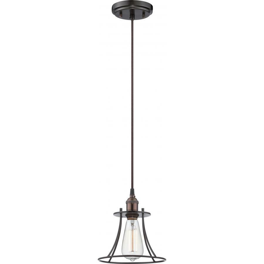 Vintage 1 Light Caged Pendant Vintage Lamp Included Rustic Bronze