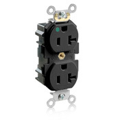 20 Amp, 125 Volt, Modular Duplex Receptacle, Slim Hospital Grade, Steel Strap, Black