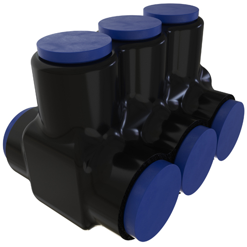 Nimbus4Flex Insulated Flexible Aluminum Multi-Tap Connector, Conductor Range 600-4, Flex 350-4 H,I,K 4/0-4 M 373.7-4 DLO, 3 Ports, Dual Sided Entry, Tin Plated, UL, CSA